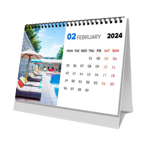 Company Product Advertising Promotional Metal Ring Twin-Wire Binding Custom Desktop Calendar Printing
