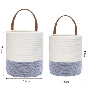 Hanging <b>Basket</b> Cotton Woven Wall Planter Round <b>Small</b> 16x18 Large 18x20 Handmade For Artificial Flowers Decor - Product Image 3