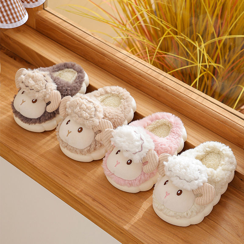 HONOUR ME Cute Papa Mommy Kids Pantuflas Warm Terry Face Slides Soft Women  Fluffy Home Zapatillas de interior