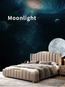 Vendita all'ingrosso di lusso moderno <span class=keywords><strong>letto</strong></span> King Size in pelle con alta doppia testiera in <span class=keywords><strong>legno</strong></span> massello e materiale espanso letti imbottiti - Product Image 6