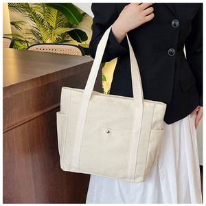 Wanli Túi vải với túi tùy chỉnh thực hiện thủ công có thể tái chế Đồng bằng bông mua sắm Tote Túi vải cho bãi biển - Product Image 3