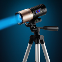 Lampe de pêche super lumineuse rechargeable par USB, portée d'éclairage de 200-500 m, en alliage d'aluminium, affichage couleur, zoom, étanche