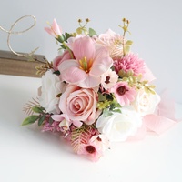 H506 Buket Bunga Artifisial Bentuk Air Mata untuk Pernikahan, Buket Pengantin, Corsage Pengiring Pengantin, Corsage Pergelangan Tangan, Boutonniere, Set Buket