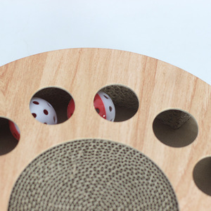 Round Corrugated Cardboard Cat Scratching Board With Ball Geometric <b>Pattern</b> Claw Sharpening Toy For Cats - Product Image 3