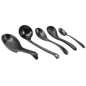 Ensemble de cuillères/ustensiles de table créatifs noirs pour restaurants et usage commercial, en mélamine imitation porcelaine. Comprend également - Product Image 1