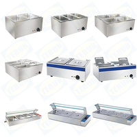 Bain-marie en acier inoxydable à haute structure, 5 bacs, table chauffante pour aliments avec contrôle de thermostat