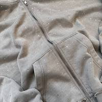 Veste courte Finch Garment Streetwear coupe ample pour homme, effet délavé, 480 g/m², avec fermeture éclair et strass