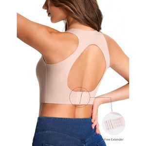 Soutien-gorge de sport sans fil pour femmes, soutien-gorge de yoga sans couture rembourré à dos nageur et col rond avec coussinets amovibles, en Spandex et Nylon - Product Image 3