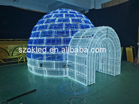 Igloo 3D géant grandeur nature imperméable à l'eau Décoration Motif Lumière Vacances d'hiver Maison de glace Éclairage décoratif