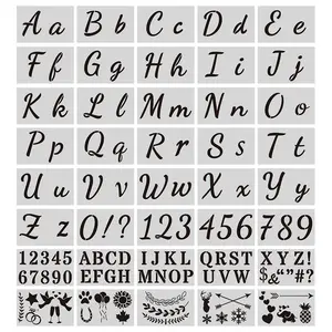 Letras do alfabeto 40 pacotes/estêncil com números e sinais para desenho do diário, artesanato faça você mesmo projeto estêncil para pintura em madeira