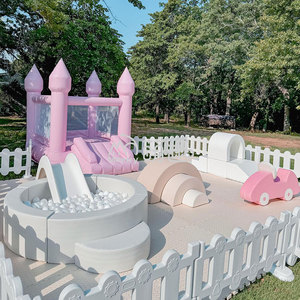 Moetry Children <strong>Pink</strong> Soft Play <strong>Ball</strong> Pool Set Commercial Amusement Indoor Playground <strong>Pit</strong> <strong>Ball</strong> with Bouncy House - Product Image 2