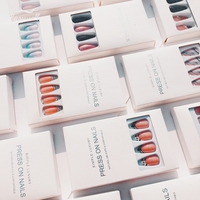 Easywell – 30 faux ongles artificiels tendance, forme cercueil, faits main, à presser, haute qualité