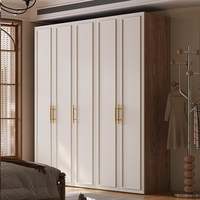 Armoire pleine hauteur à porte battante, style rétro français, color-block, pour chambre à coucher, simple et moderne, en bambou fini