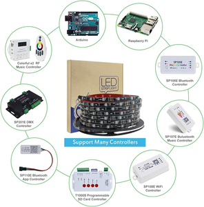 Ws2811 RGB địa chỉ LED Strip Rope ánh sáng 12V 5m 30 leds/M cri90 ứng dụng/điều khiển từ xa không thấm nước IP65 dreamcolor lập trình - Product Image 5