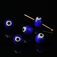Perles rondes en verre bleu foncé, motif œil porte-bonheur, perles en verre soufflé lisses et percées pour la fabrication de bijoux DIY, bracelets et colliers