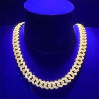 Chaîne cubaine plaquée or, hip-hop, glacée, Miami, chaîne cubaine hip-hop, épaisse, baguette CZ, chaîne cubaine 14 mm, collier