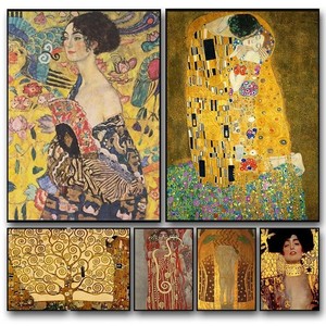 Stampa su Tela Senza Cornice dell'Opera Classica di <span class=keywords><strong>Gustav</strong></span> <span class=keywords><strong>Klimt</strong></span> 'Il Bacio' e 'L'Albero della Vita', <span class=keywords><strong>Arte</strong></span> Astratta per Arredamento Domestico, Prodotta in Cina Continentale - Product Image 6