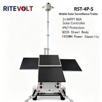 Système de surveillance extérieur mobile avec caméra PTZ rétractable sur remorque solaire, étanche IP67, capacité de puissance 19200 Wh