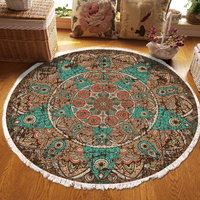 Tapis rond à pois en peluche, fabriqué à la machine, avec pompons, pour la décoration intérieure de la chambre et du salon