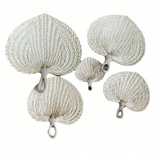 Traditional Chinese Craft Natural Color <b>Bamboo</b> Raffia Fan Summer Hand Palm Leaf Straw Rattan Woven Fans - Product Image 1