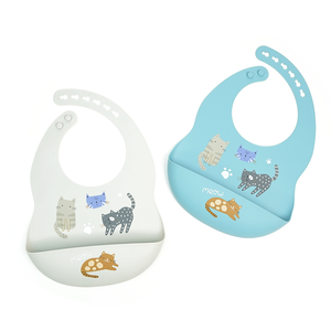 100% biologica in Silicone per uso alimentare bavaglini impermeabili per bambini e alimenti per l'alimentazione di bavaglini colorati in Silicone con bottoni - Product Image 3