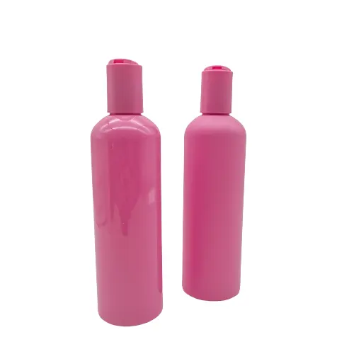 Botella de champú con tapa abatible, botella de loción corporal, plástico PET rosa, gran capacidad, 300 Ml, serigrafía cosmética, rociador de bomba OEM