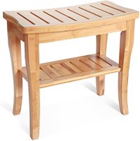 Banc de douche à 2 niveaux en bambou FSC - Banc de salle de bain minimaliste allemand imperméable pour hôtel et maison, expérience spa de luxe