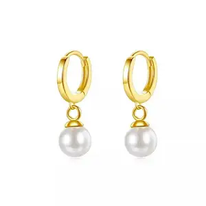 925 silver vintage freshwater cultured pearl dangle charm leverback drop earrings for women