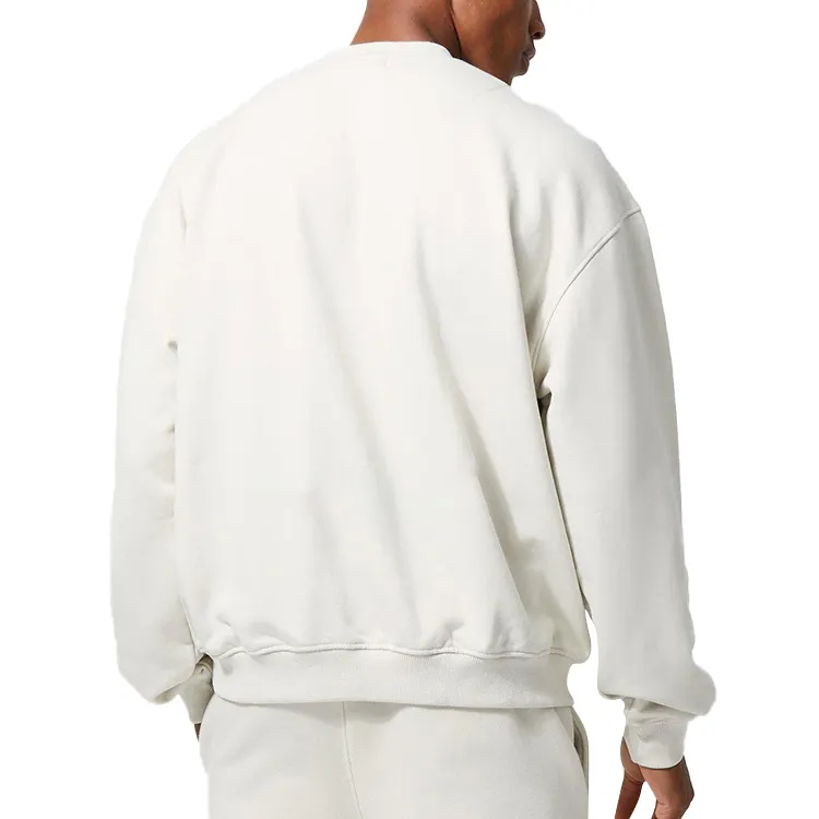 Sweatshirt leher Crew fit Boxy produsen kustom logo hoodie sweatshirt katun tebal kebesaran untuk kualitas tinggi