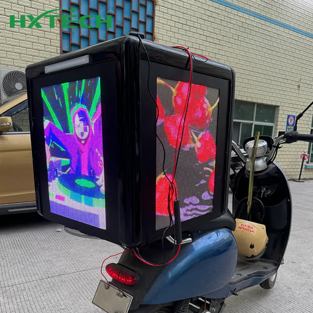 2024 nóng bán điện Scooter quảng cáo di động với 3-Side LED hộp giao hàng cho kỹ thuật số biển và hiển thị