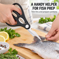 Ciseaux de cuisine multifonctionnels en acier inoxydable, robustes, pour couper les os de poulet, les poils de poisson, 3 lames