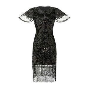 Kadınlar 1920s Great Gatsby elbise püsküller sineklik Vintage kısa kollu parti elbise balo kokteyl gelin elbiseler - Product Image 5