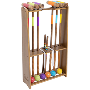 Ensemble <span class=keywords><strong>de</strong></span> <span class=keywords><strong>croquet</strong></span> en bois avec support <span class=keywords><strong>de</strong></span> rangement, jeu <span class=keywords><strong>de</strong></span> pelouse complet pour 6 joueurs avec maillets et balles colorés pour une utilisation en extérieur - Product Image 2