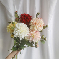 Vente en gros de fleurs artificielles de dahlia en plastique pour décoration de mariage fausses fleurs décoratives en soie