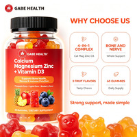 OEM Private Label Calcium Magnesium Zink Vitamine D3 Gummies 60 stuks Botgezondheid Zenuw Spier Immuniteit Fruit voor Volwassenen Op Maat