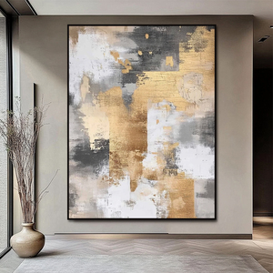 <span class=keywords><strong>Peinture</strong></span> murale moderne dorée abstraite <span class=keywords><strong>sur</strong></span> <span class=keywords><strong>toile</strong></span> de <span class=keywords><strong>lin</strong></span> 440 g/m², peinte à la main, décorative pour la maison, <span class=keywords><strong>peinture</strong></span> à l'huile de qualité supérieure, gris blanc, acrylique - Product Image 3