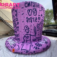 Tente gonflable personnalisée en forme de chapeau haut-de-forme rose, cabine de photomaton gonflable imprimée graffiti pour décoration de fête