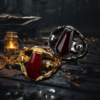 Rétro Goth 316L Acier Inoxydable Vampire Cercueil Anneau Punk Émail Style Hommes Bijoux En Gros pour Rock Parties