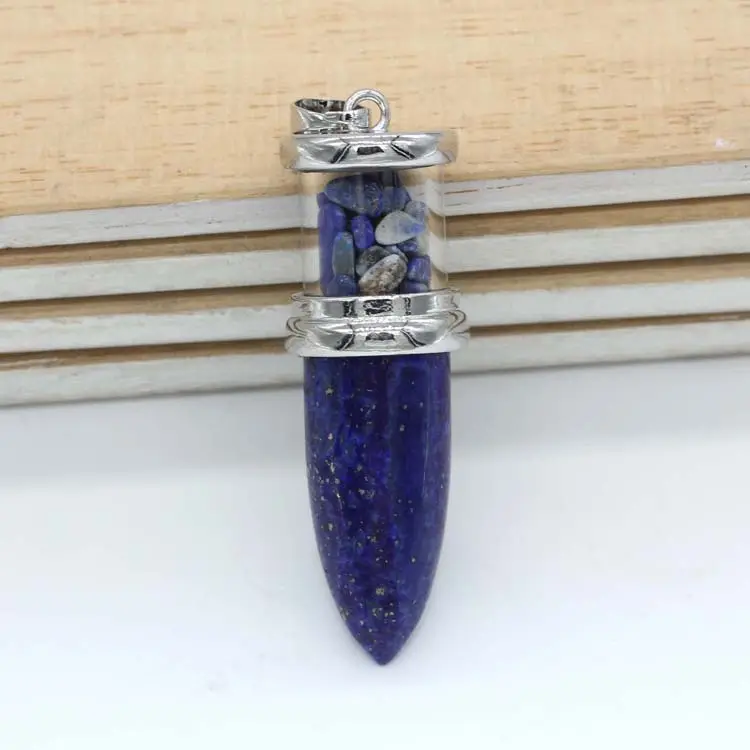 Vogue tự nhiên thạch anh pha lê Lapis Lazuli Bullet có nhu cầu chai búa Healing pha lê mặt dây chuyền cho quà tặng đồ trang sức