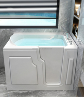 Douche d'angle en acrylique Porte à remous Baignoire autoportante confortable avec fonction de massage Baignoire de plain-pied de style chaud