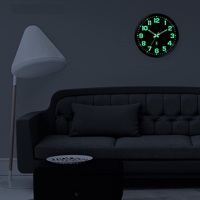 Im Dunkeln leuchten Atomic Analog Wanduhr mit schwarzer Lünette Automatische Einstellung Batterie betriebene Funks teuerung Geschenk uhr benutzer definierte