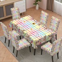 Sarung Kursi Makan Kongyu Home Textiles Bahan Spandex Elastis Motif Kelinci Paskah dan Kotak-kotak, Universal Fit, Grosir