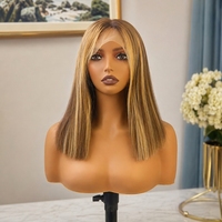 Perruque de cheveux humains péruviens bob P4/27 13x4 Lace Front, ondulée, avec dentelle frontale HD, 16 pouces
