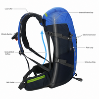 Sac à dos de randonnée léger 30L avec armature interne, dos en maille ventilée pour le trekking et le camping