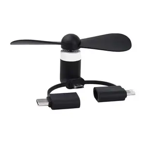 Criativo novo ventilador USB mini desenho animado portátil 3 em 1 ventilador pequeno para celular ventilador de ar condicionado de baixo decibéis