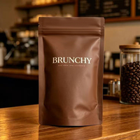 Sachet Doypack Personnalisé Mat Brun Refermable en Aluminium, Taille et Logo sur Mesure pour Grains de Café, Feuilles de Thé, Emballage Alimentaire en Gros