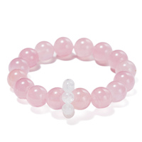 Bracelet élastique en perles de quartz rose naturel de Madagascar et de pierre de lune bleue pour la guérison et la méditation