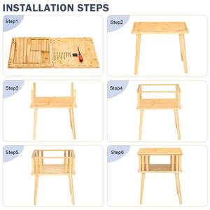 Đầu giường đầu giường bàn tre cuối bảng với mở ngăn lưu trữ tối giản cuối bảng đồ nội thất - Product Image 4