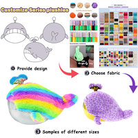 Peluche personnalisée en gros, animaux sauvages, jouet doux 3D pour bébé, baleine colorée, jouets anti-stress lestés, animaux en peluche