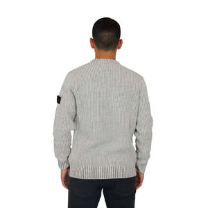 Marina <b>Yachting</b> Men's Sweater Dove Grey Chunky Knit Crewneck Pullover - Product Image 3